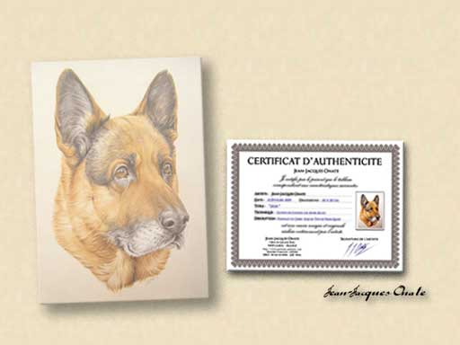 certificat d'authenticit d'un portrait de l'artiste animalier Jean-Jacques Onate, servant  prouver sa valeur artistique.